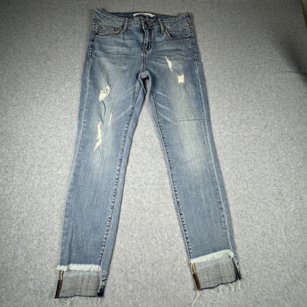 Skinny Distressed Blue Jeans - Women's- Run Small